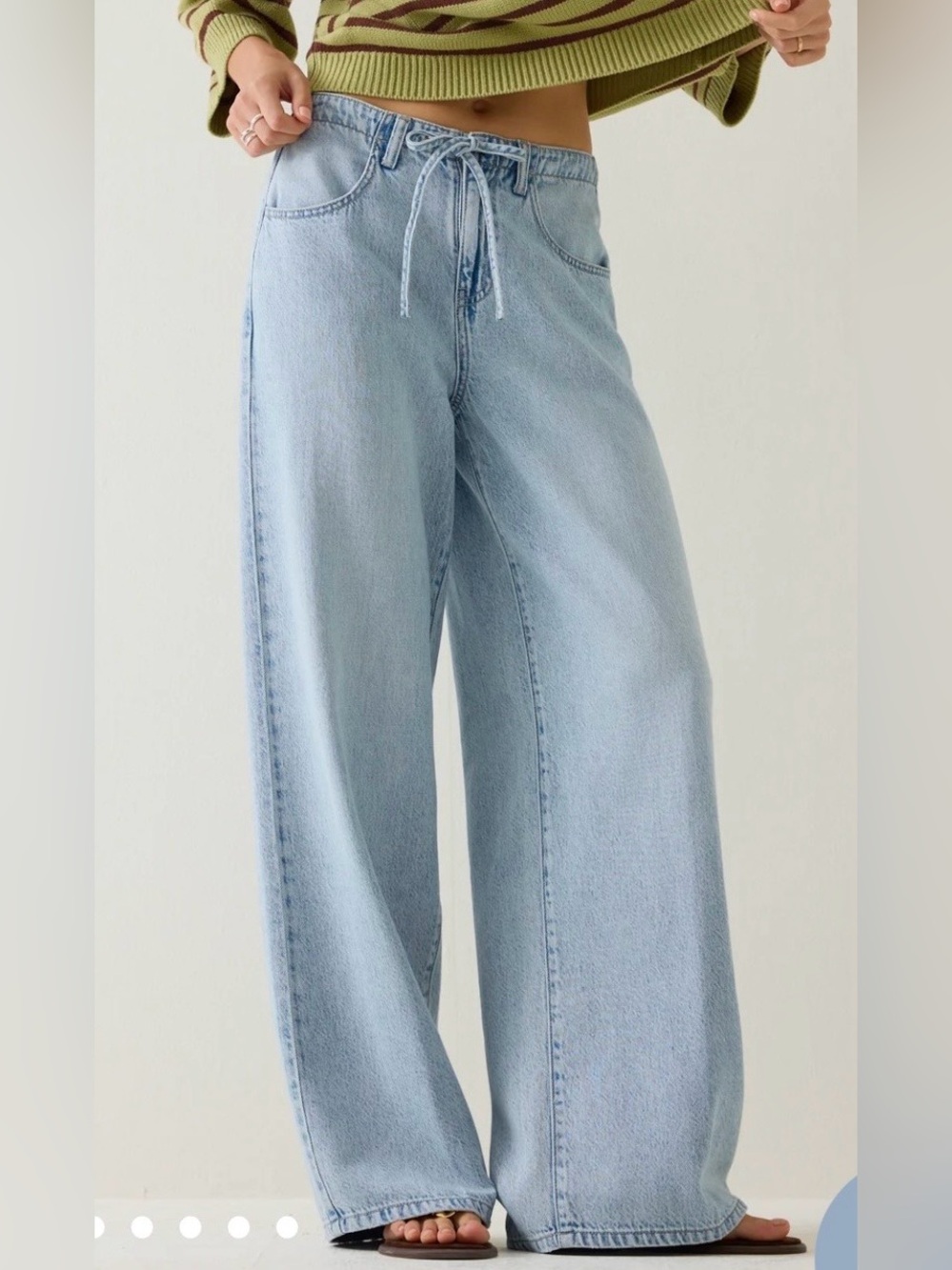 Light Blue Wide-Leg Drawstring Altar’d State, Janae High-Rise Jean